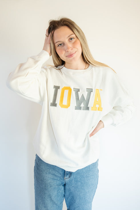 Iowa Texas Embroidery Drop Shoulder Crew